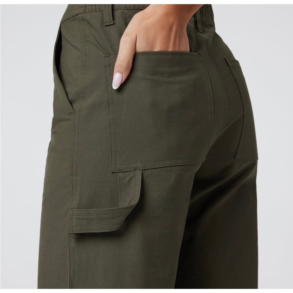 Vuori Getaway Carpenter Cargo Utility Wide Leg Pants Olive Green Oregano Boho M - Picture 2 of 6